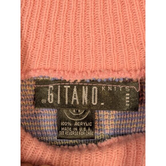 Gitano Sweater Women's Medium Pink Acrylic Hearts Ducks Flowers Retro Vintage - Picture 7 of 10